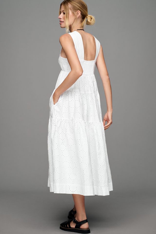 By Anthropologie Square-Neck Eyelet Tiered Midi Dress #2