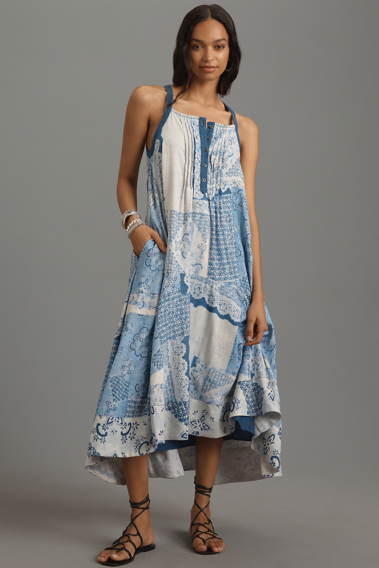 Pilcro Sleeveless Patchwork Midi Dress