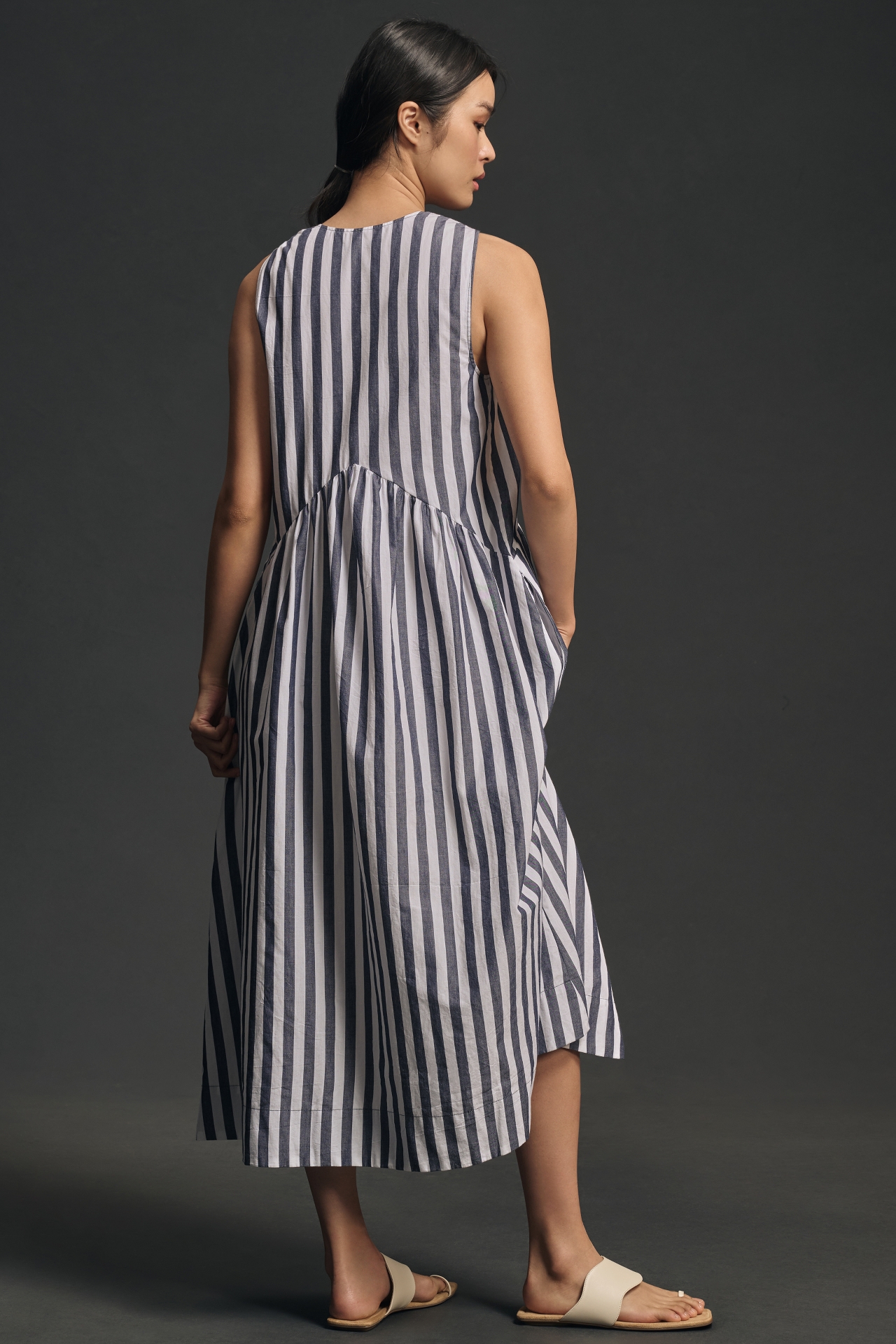 By Anthropologie Bow-Shoulder V-Neck Maxi Dress