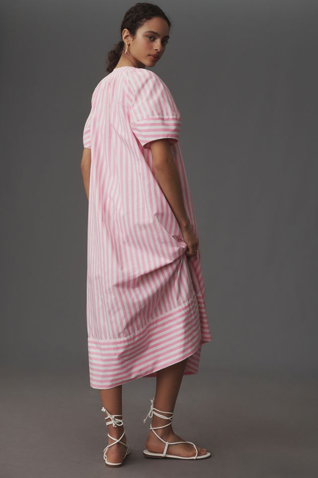 Maeve Puff-Sleeve V-Neck Midi Dress #1