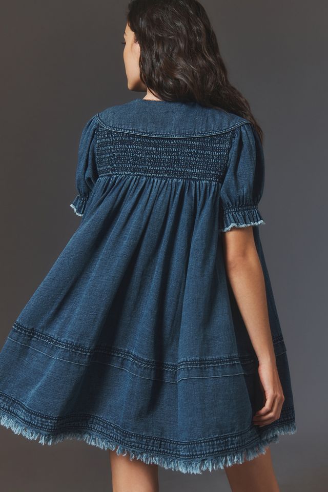 The Findley Puff-Sleeve Collared Mini Dress by Pilcro​ #2
