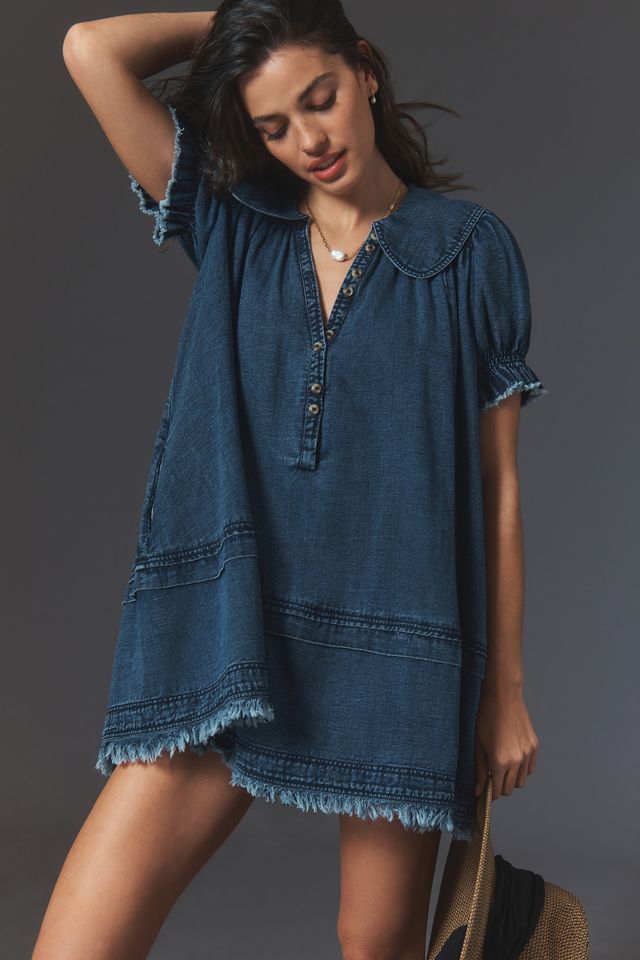 The Findley Puff-Sleeve Collared Mini Dress by Pilcro​ #3