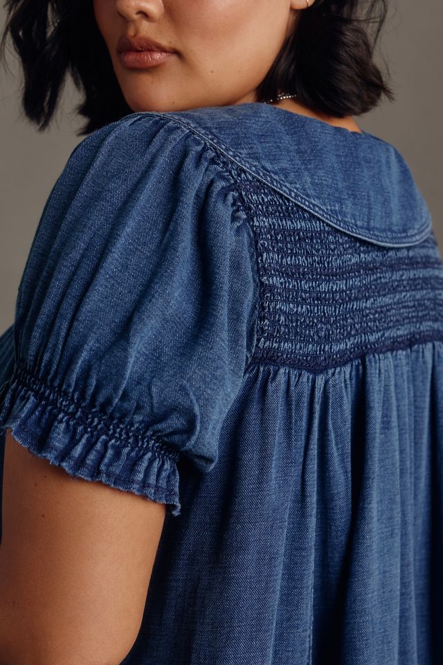 The Findley Puff-Sleeve Collared Mini Dress by Pilcro​ #8