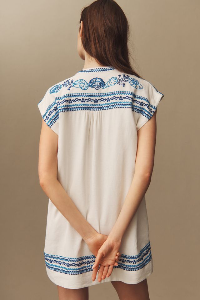 Maeve Embroidered Linen Tunic Dress #1