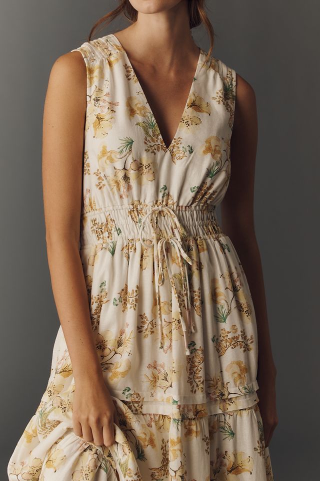 Somerset Linen Sleeveless Maxi Dress by The Somerset Collection by Anthropologie in Ivory, Size: XS