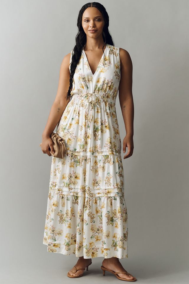Somerset Linen Sleeveless Maxi Dress by The Somerset Collection by Anthropologie in Ivory, Size: XS