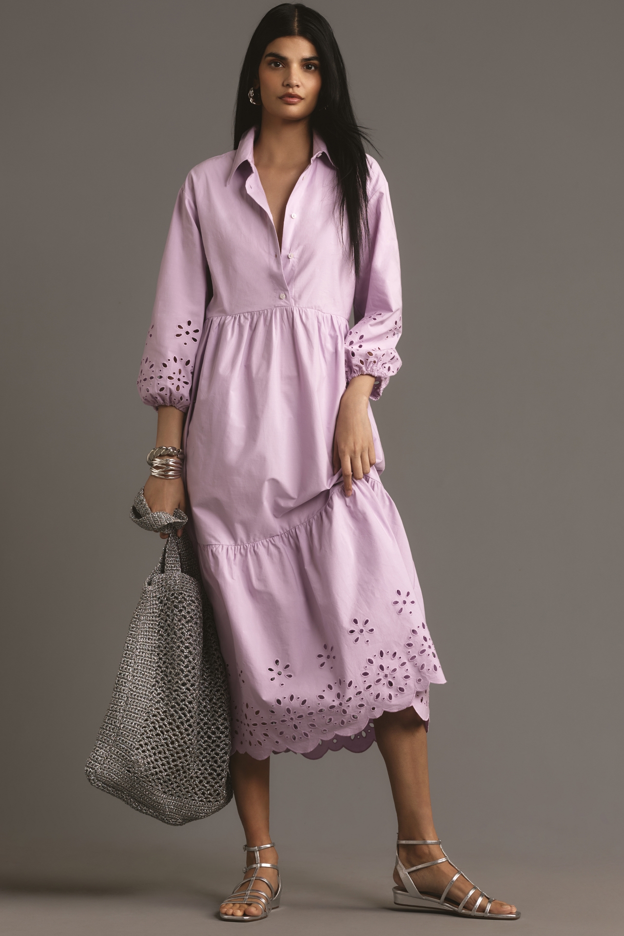 The Bettina Tiered Shirt Dress by Maeve: Eyelet Edition