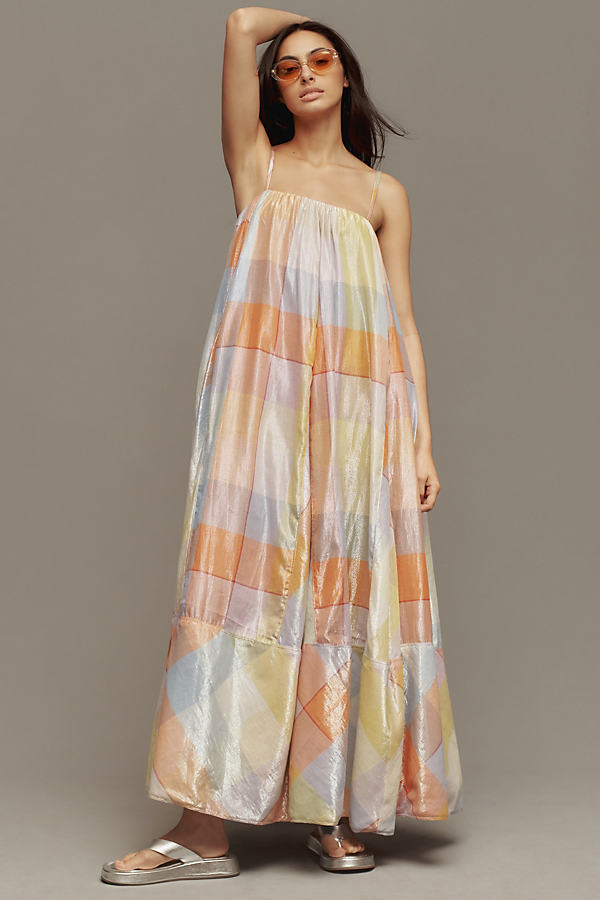 By Anthropologie Plaid Tent Maxi Dress In Multicolor