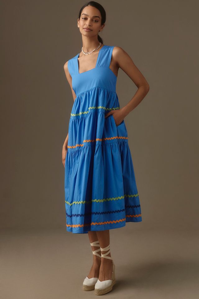 The Helena Square-Neck Tiered Midi Dress: Smocked Scallop Edition ...