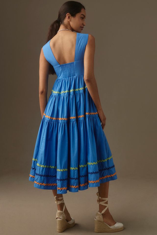 The Helena Square-Neck Tiered Midi Dress: Smocked Scallop Edition #2