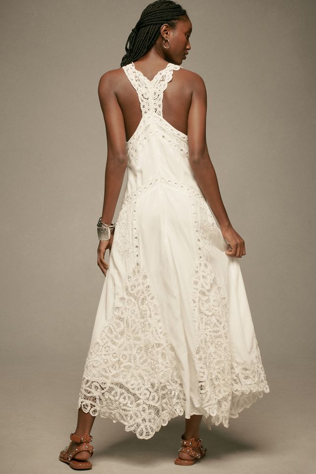 By Anthropologie V-Neck A-Line Lace Maxi Dress #3