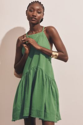 Pilcro Sleeveless Flounce Mini Dress In Green
