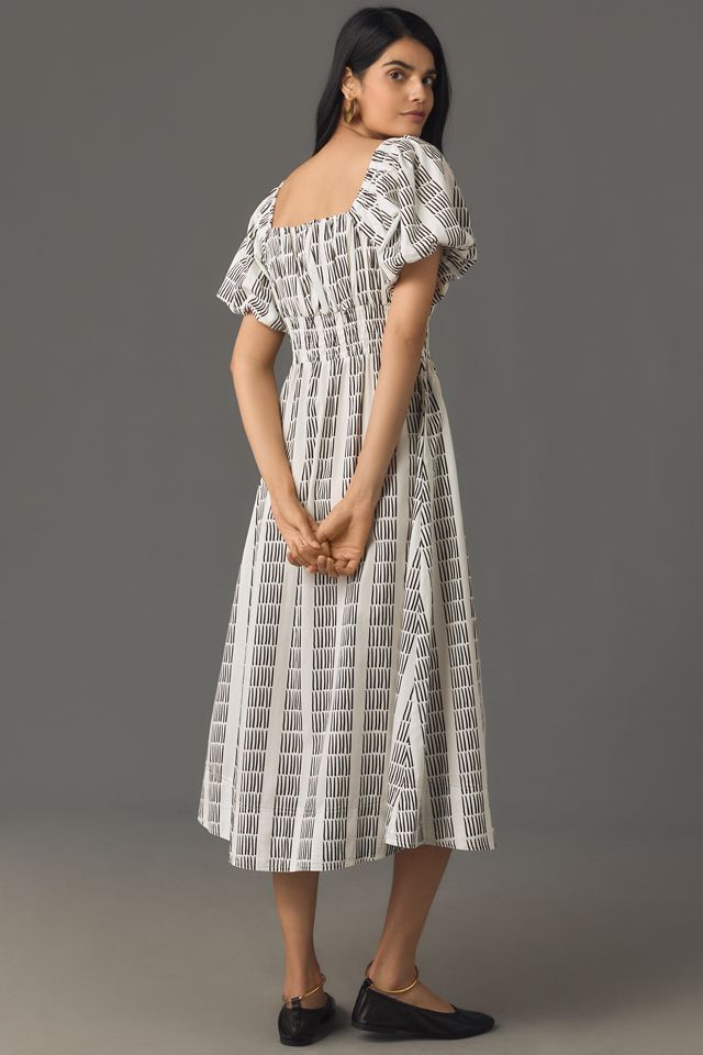 Maeve Puff-Sleeve Square-Neck Smocked Midi Dress #2