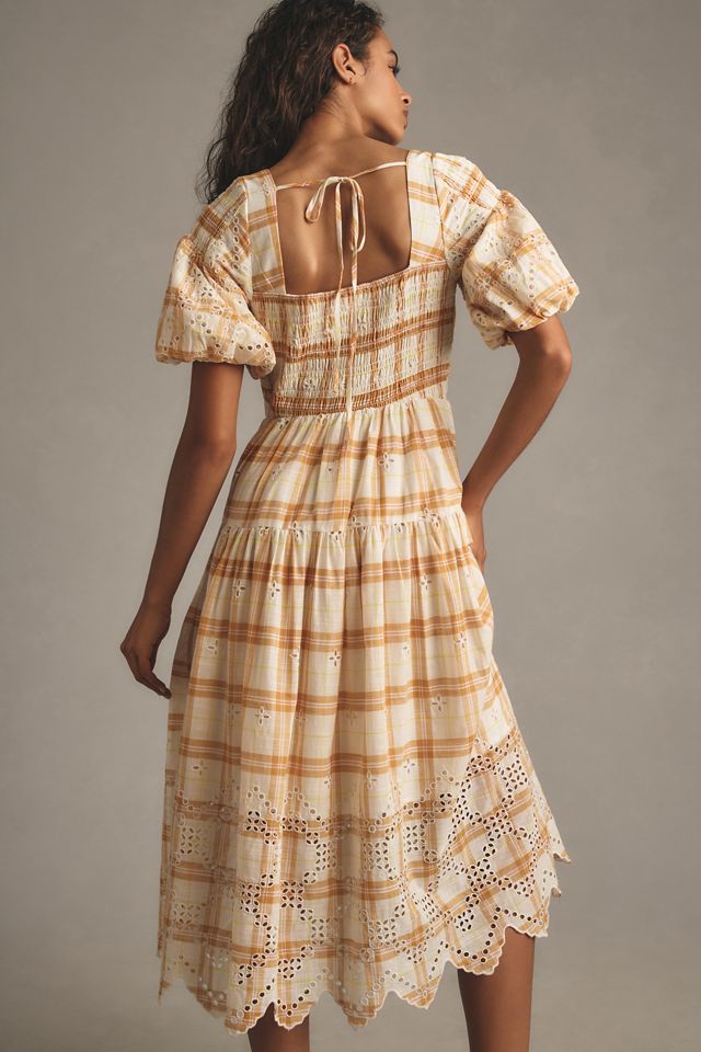 By Anthropologie Puff-Sleeve Eyelet Midi Dress #2