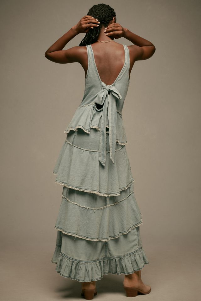 Pilcro Sleeveless Tiered Ruffled Denim Midi Dress #1