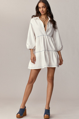 MAEVE THE BETTINA TIERED SHIRT DRESS BY MAEVE: DENIM MINI EDITION 