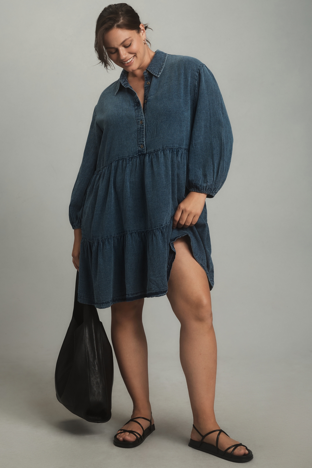 The Bettina Tiered Shirt Dress by Maeve: Mini Edition