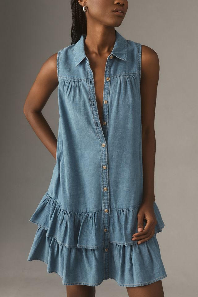 Robe Chemise Mini Volantée Sans Manches Pilcro #3