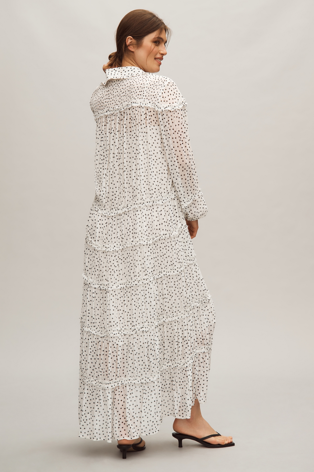 By Anthropologie Long-Sleeve Smocked Tiered Maxi Dress