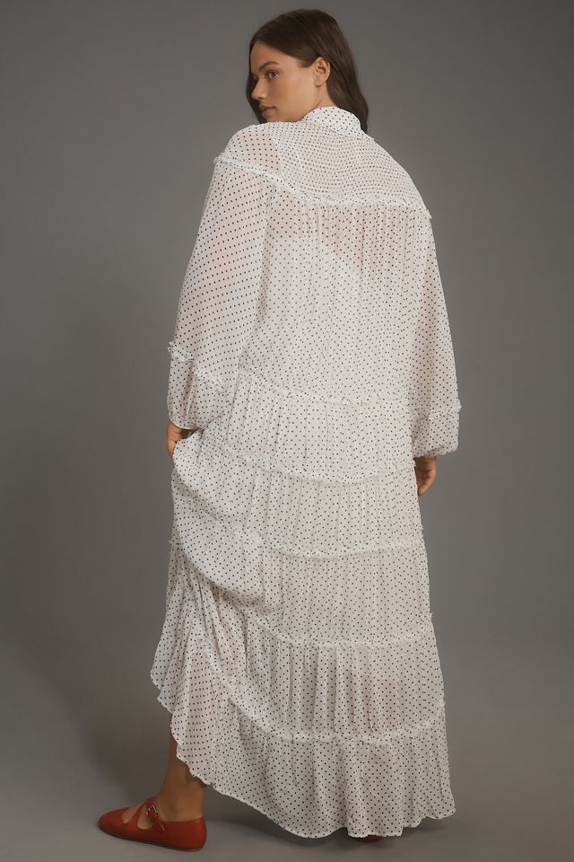 By Anthropologie Long-Sleeve Smocked Tiered Maxi Dress #6