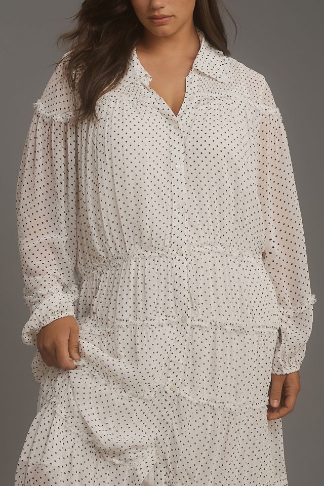 By Anthropologie Long-Sleeve Smocked Tiered Maxi Dress #7
