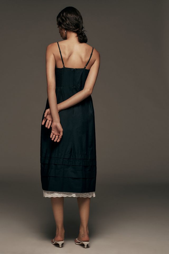 By Anthropologie Square-Neck Poplin Midi Dress #1