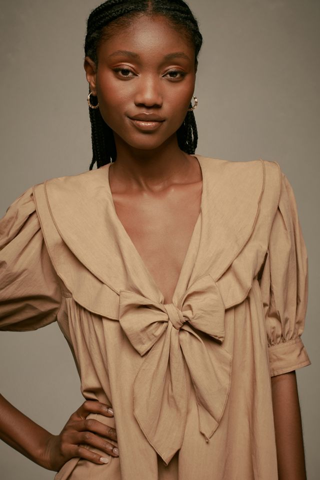 Robe Tunique Mini Pilcro Manches Courtes Nœud Devant #3
