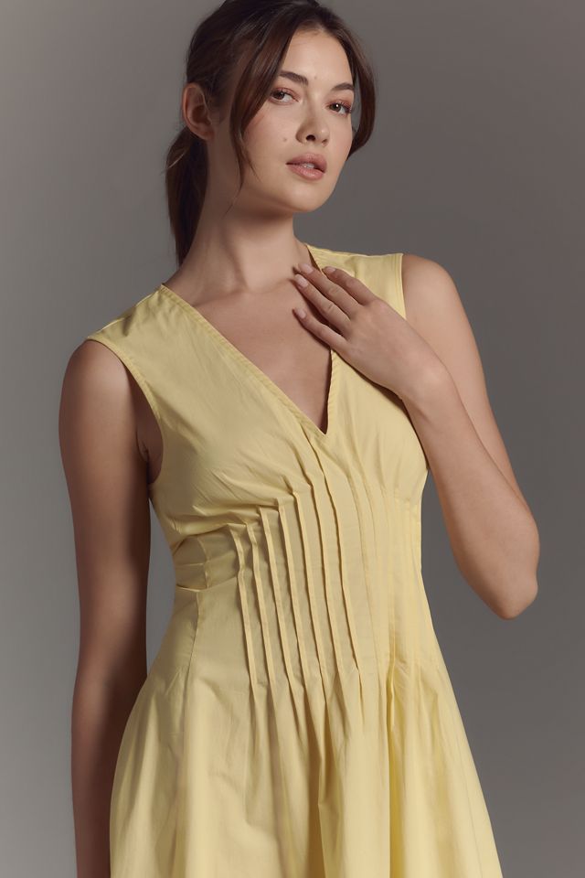 The Hailey Sleeveless V-Neck Pintuck Midi Dress by Maeve #2