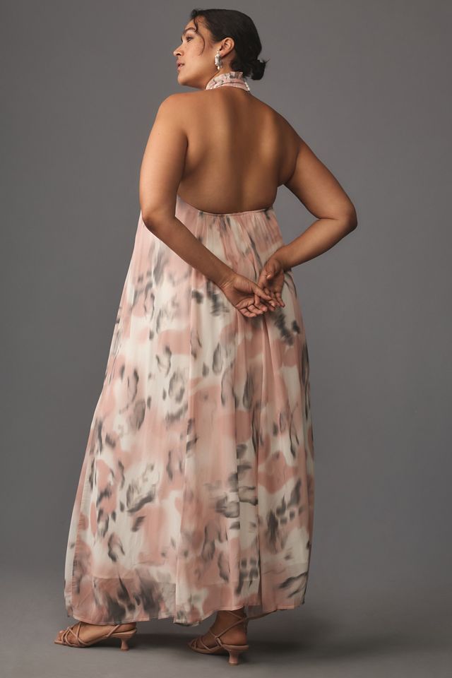 Maeve Halter Sheer Printed Maxi Dress #6