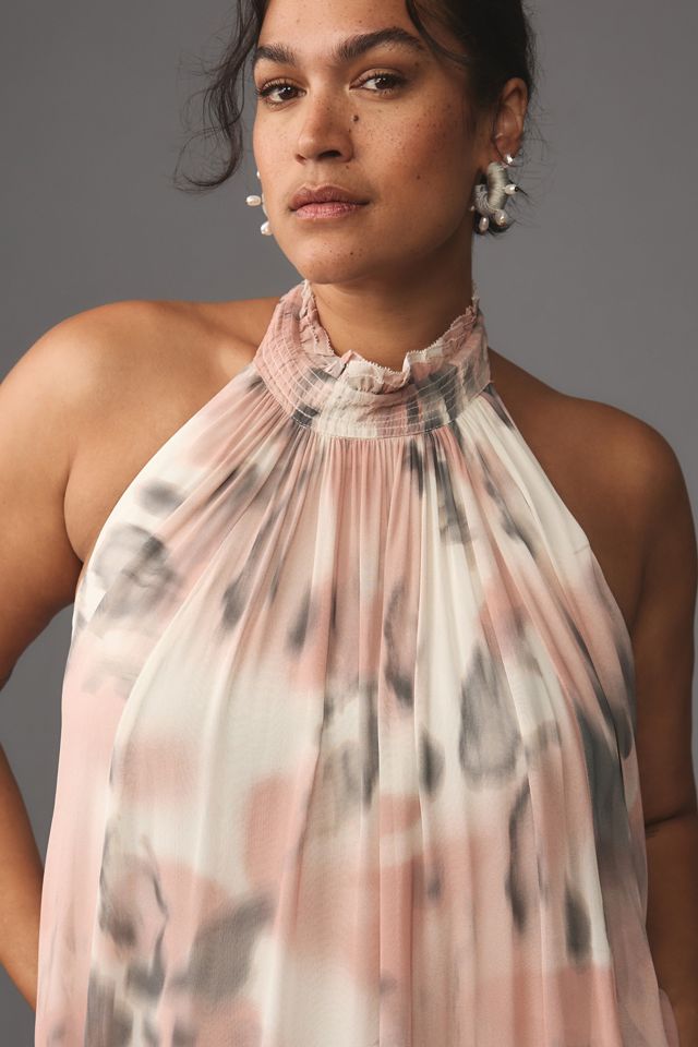 Maeve Halter Sheer Printed Maxi Dress #7