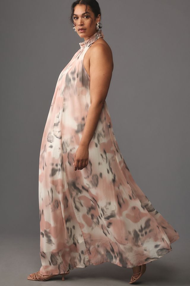 Maeve Halter Sheer Printed Maxi Dress #8