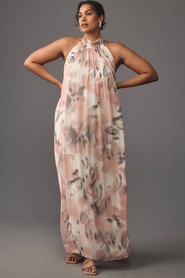 Maeve Halter Sheer Printed Maxi Dress #5
