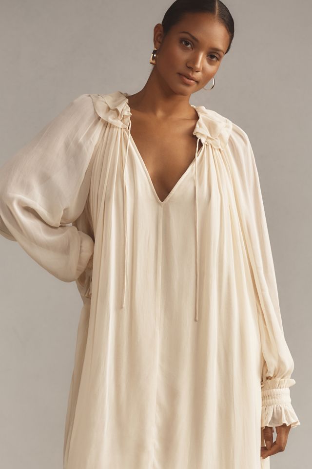 By Anthropologie Long-Sleeve Sheer Pleated Midi Dress #6