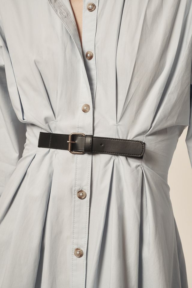 By Anthropologie Pleated Buckle Midi Shirt Dress #1