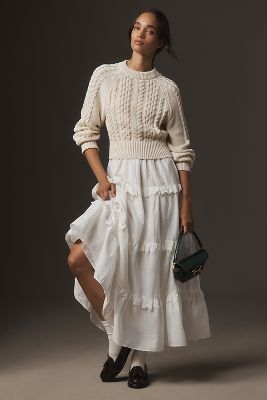 Shop By Anthropologie Twofer Jumper Tiered Dress In White