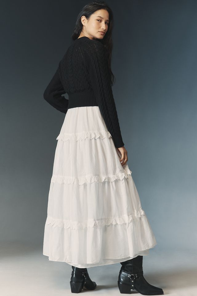 By Anthropologie Twofer Sweater Tiered Dress #1
