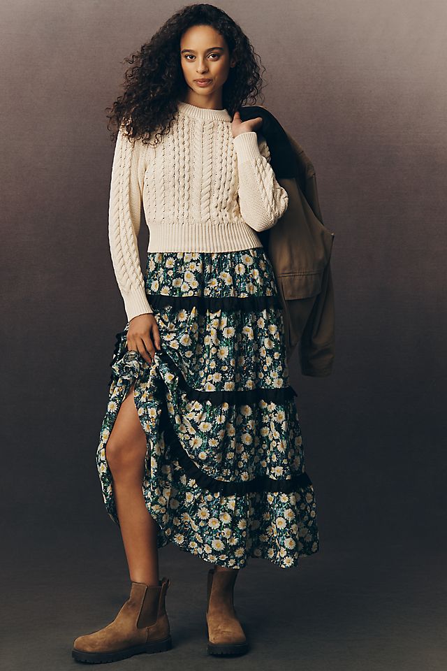 twofer sweater dress By Anhtropologie + The Thea This twofer dress features a cable By Anthropologie Twofer Sweater Tiered