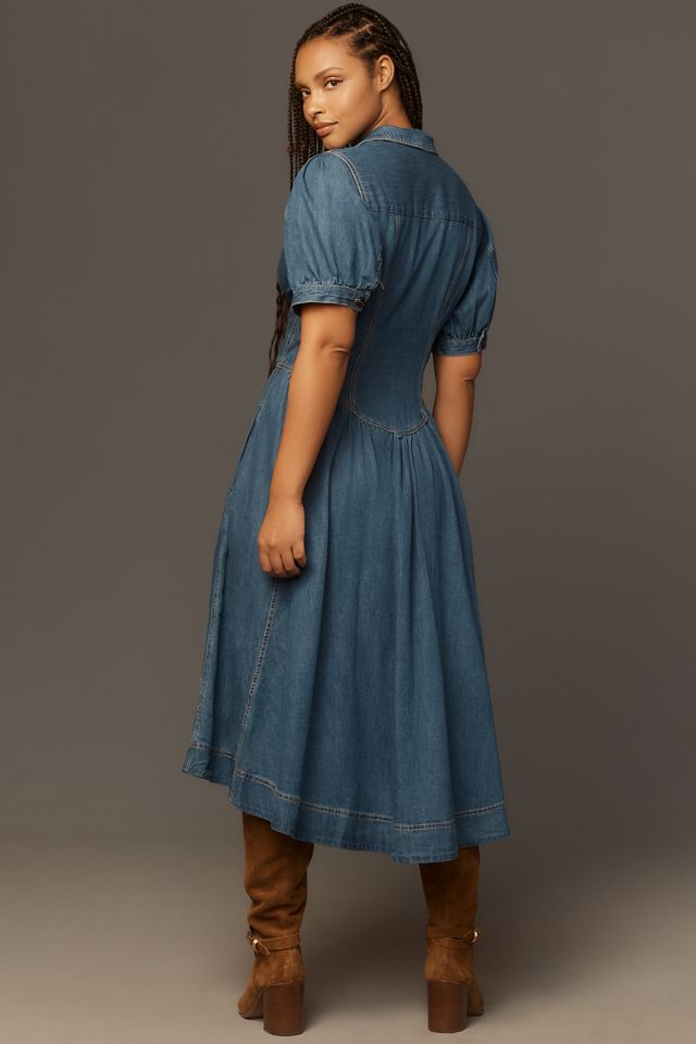 Pilcro Short-Sleeve Denim Midi Shirt Dress #4