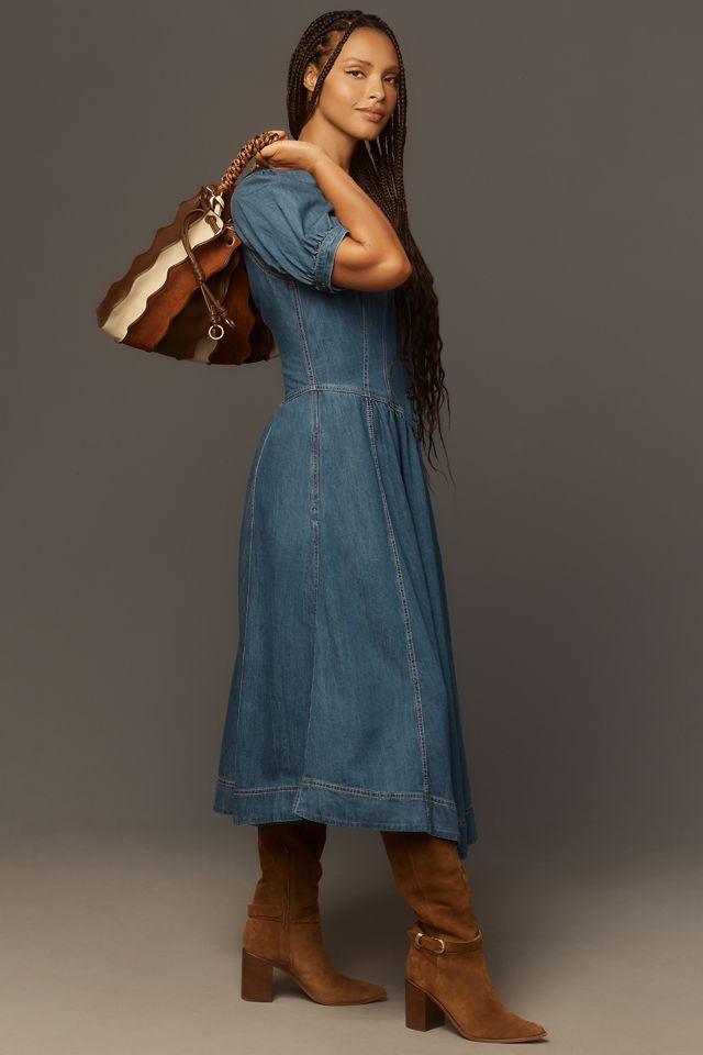 Pilcro Short-Sleeve Denim Midi Shirt Dress #6