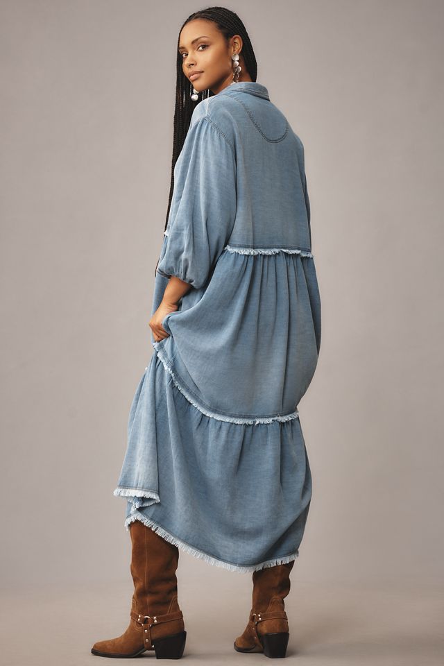The Bettina Tiered Shirt Dress by Maeve: Denim Edition #1