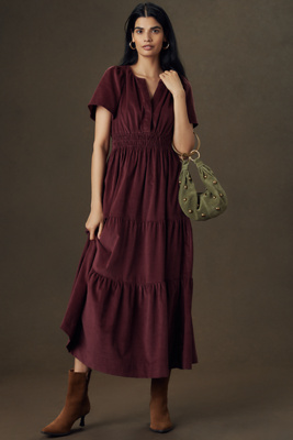 The Somerset Collection By Anthropologie The Somerset Maxi Dress: Corduroy Edition In Red