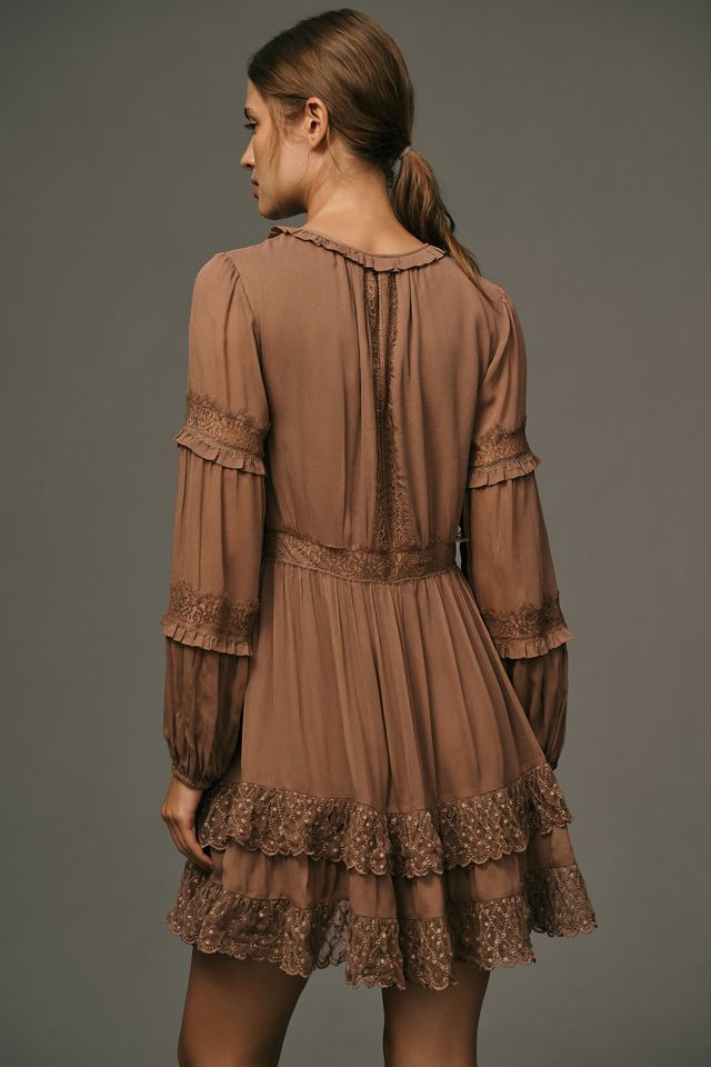 By Anthropologie Lace Pleated Mini Dress #1