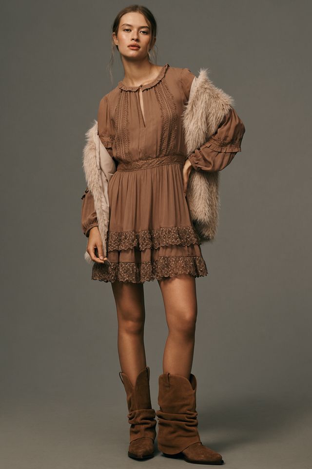 By Anthropologie Lace Pleated Mini Dress #3