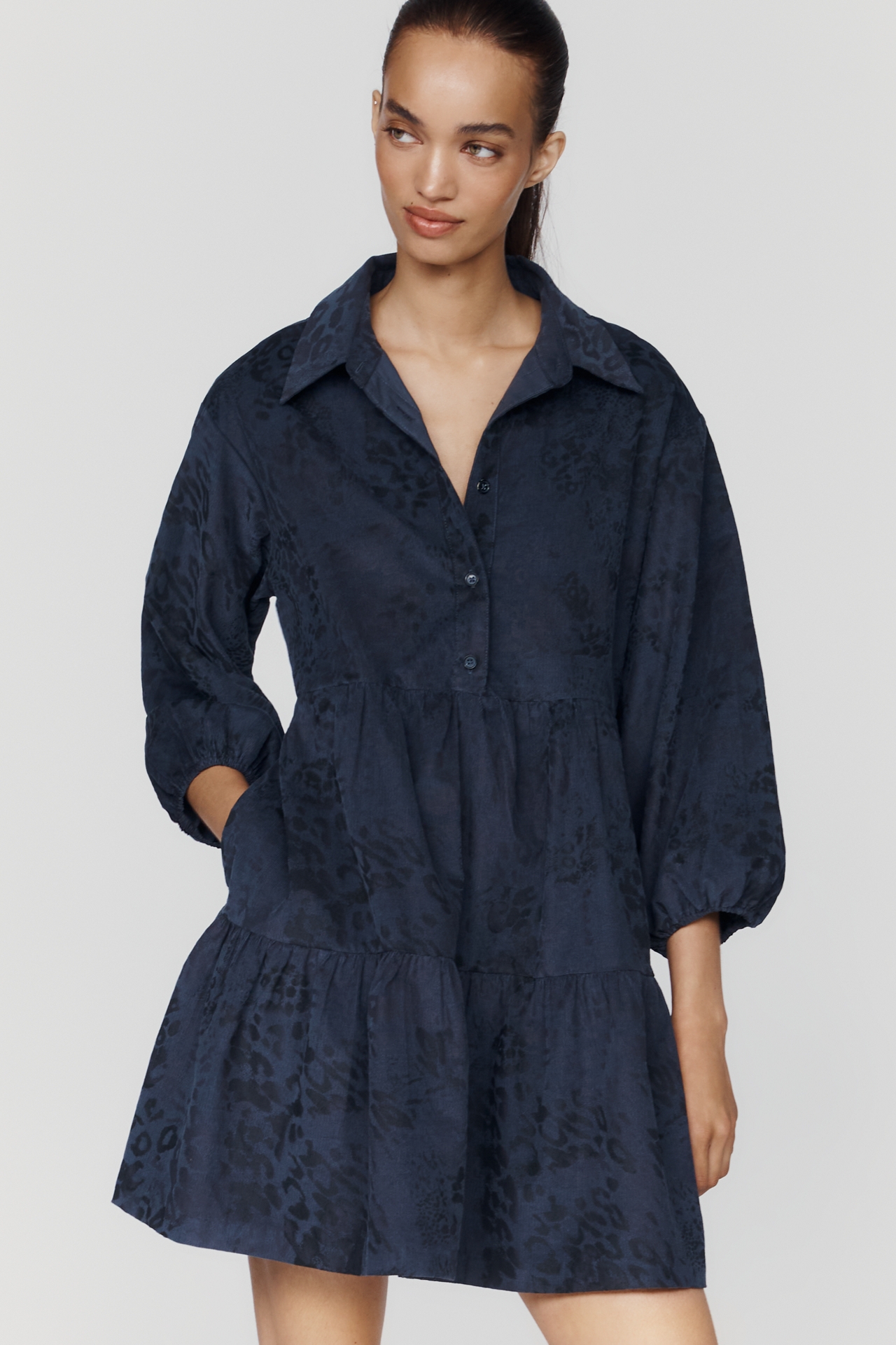 Maeve Bettina Corduroy Tiered Mini Shirtdress
