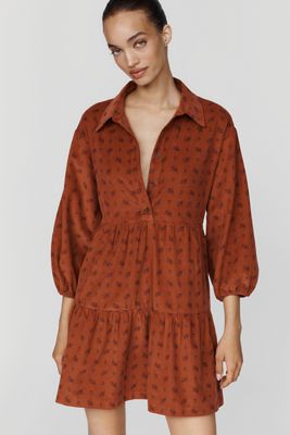 Maeve Bettina Corduroy Tiered Mini Shirtdress