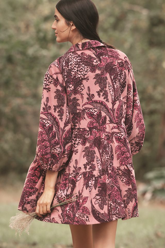 The Bettina Corduroy Tiered Mini Shirt Dress by Maeve #3