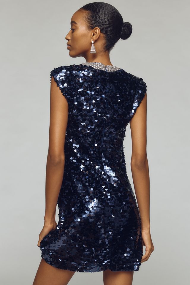 By Anthropologie Sleeveless V-Neck Sequin Mini Dress #2