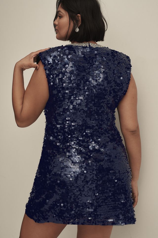By Anthropologie Sleeveless V-Neck Sequin Mini Dress #6