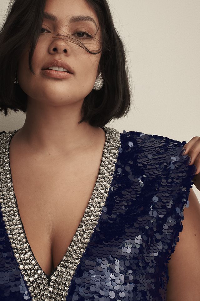 By Anthropologie Sleeveless V-Neck Sequin Mini Dress #7