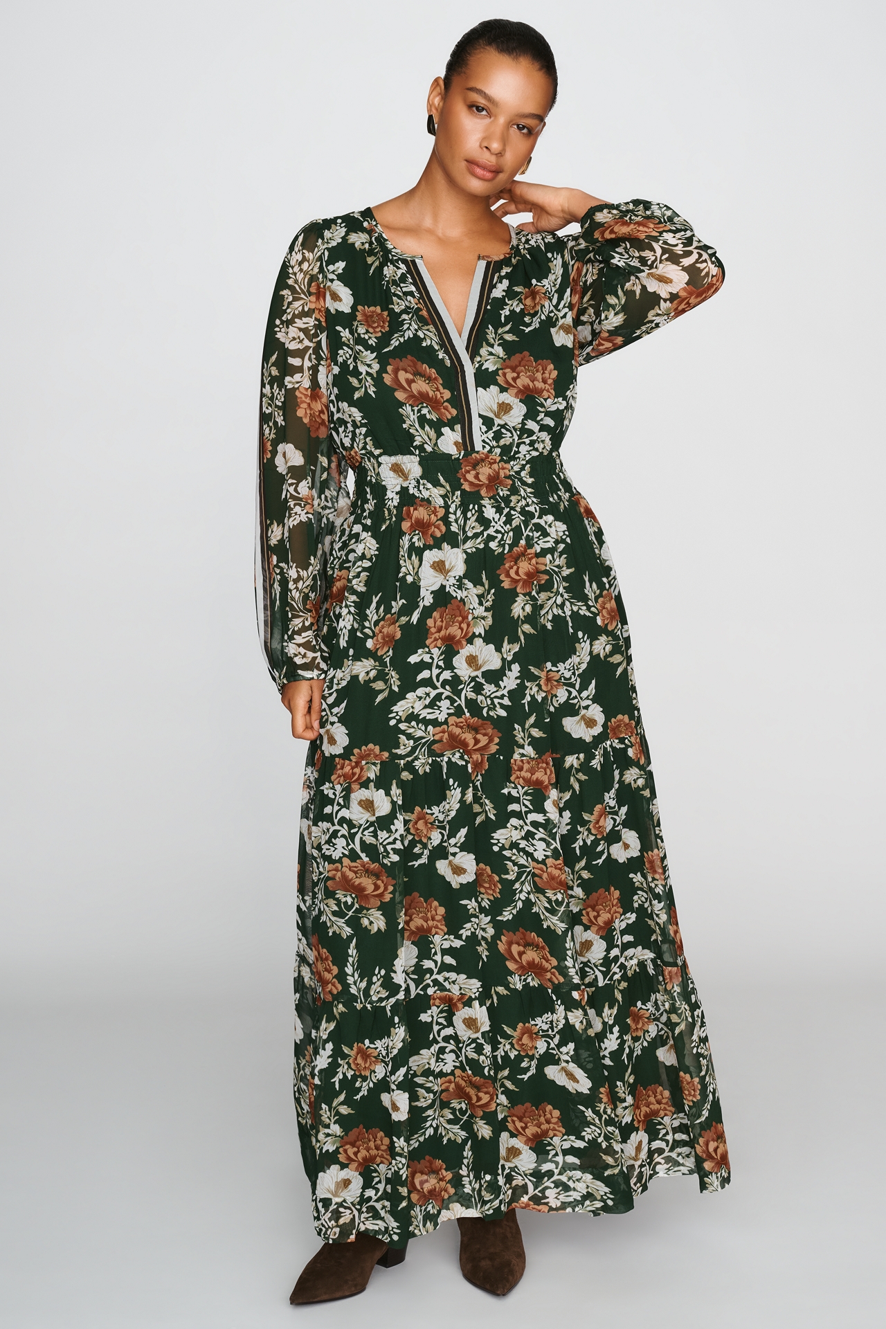 Somerset Chiffon Long Sleeve Maxi Dress